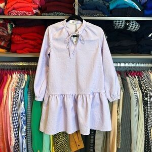 Love Bonito lavender long sleeve v neck tie dress size 2 NWT